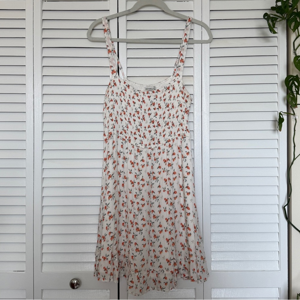 Abercrombie & Fitch Peach Print White Mini Dress
